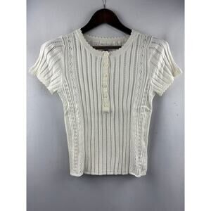 Women’s American Eagle Medium White Knit Short Sleeve Shirt